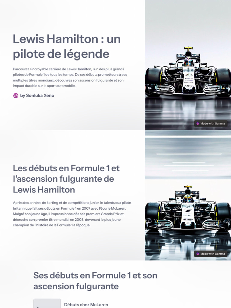 Lewis Hamilton : Légende de la F1 | PDF | Formule 1 | Compétition ...