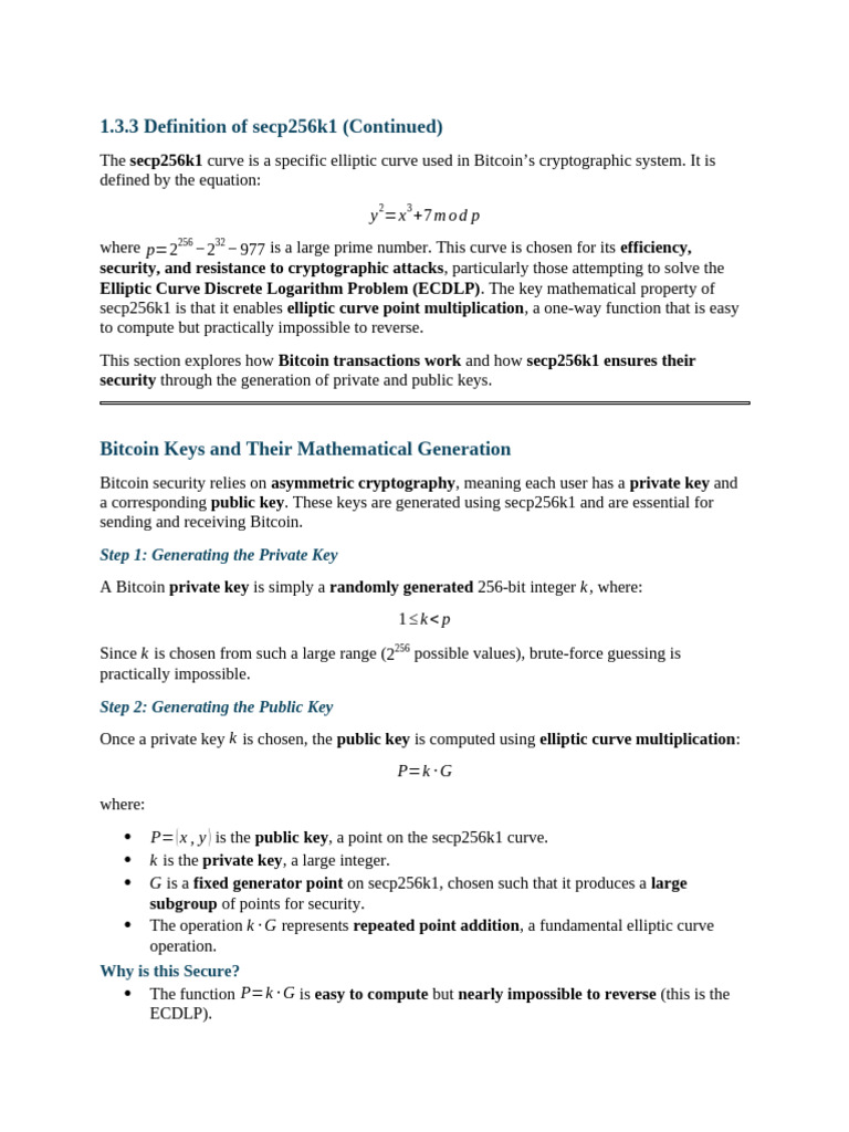 1.3.3 Definition of Secp256k1 (Continued) : y X Modp P | PDF | Public Key  Cryptography | Key (Cryptography)