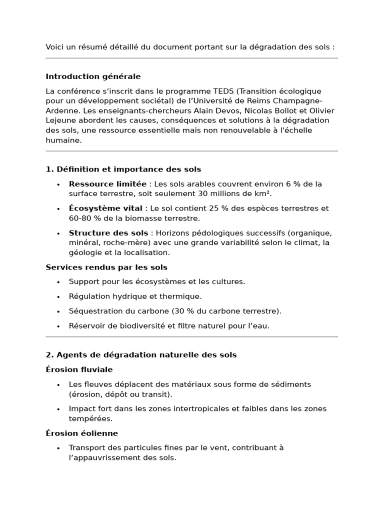 Dégradation des sols : causes et solutions | PDF | Sol (pédologie ...