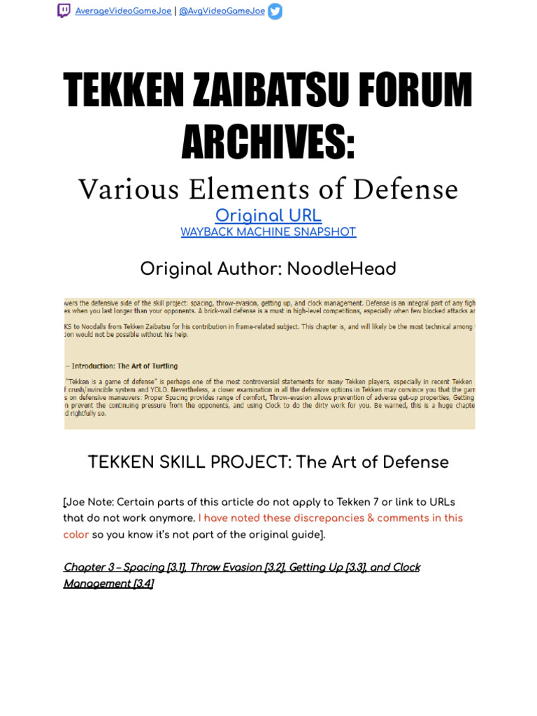 Tekken Defense Techniques Guide | PDF