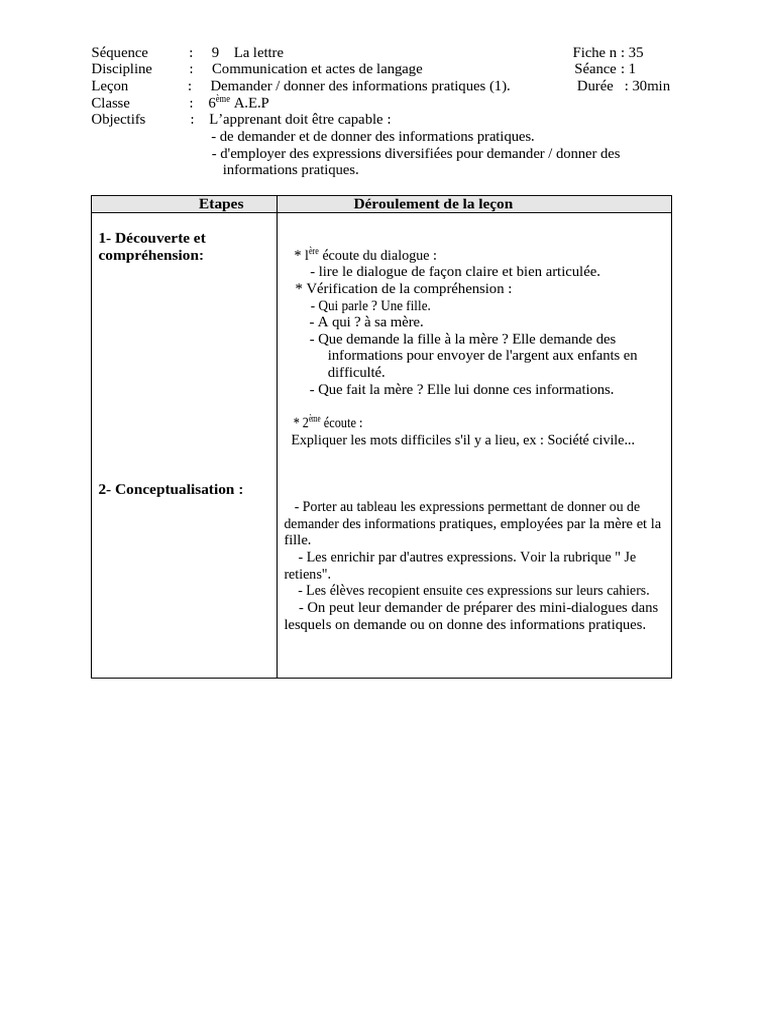 Demander et donner des infos pratiques | PDF
