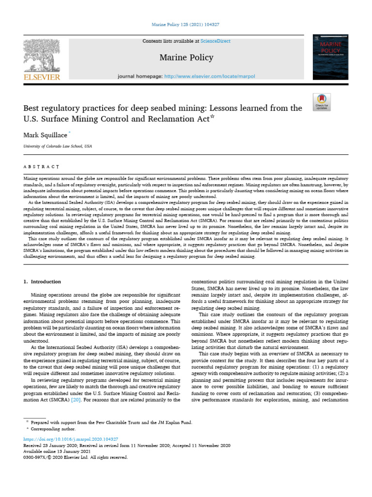 Deep Seabed Mining Regulation Insights | PDF | United Nations ...