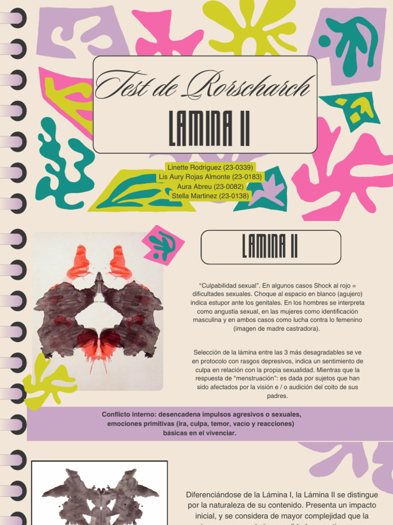 Interpretación de la Lámina II Rorschach | PDF | Las emociones | Trauma ...