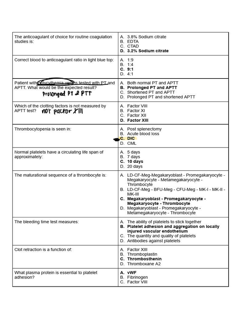 Key Coagulation Tests and Factors Explained | PDF | Coagulation | Platelet