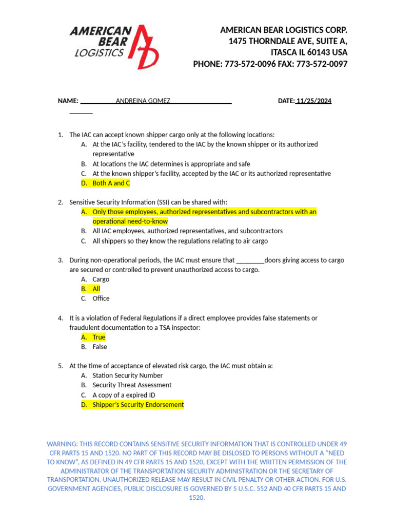 IAC Cargo Acceptance and Security Protocols | PDF | National Security