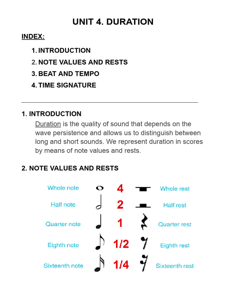 UNIT 4. DURATION - Documentos de Google | PDF | Tempo | Musical Forms