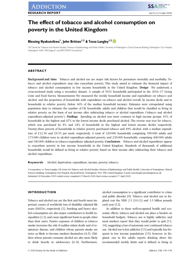 Tobacco and Alcohol's Impact on UK Poverty | PDF | Cost Of Living | Poverty