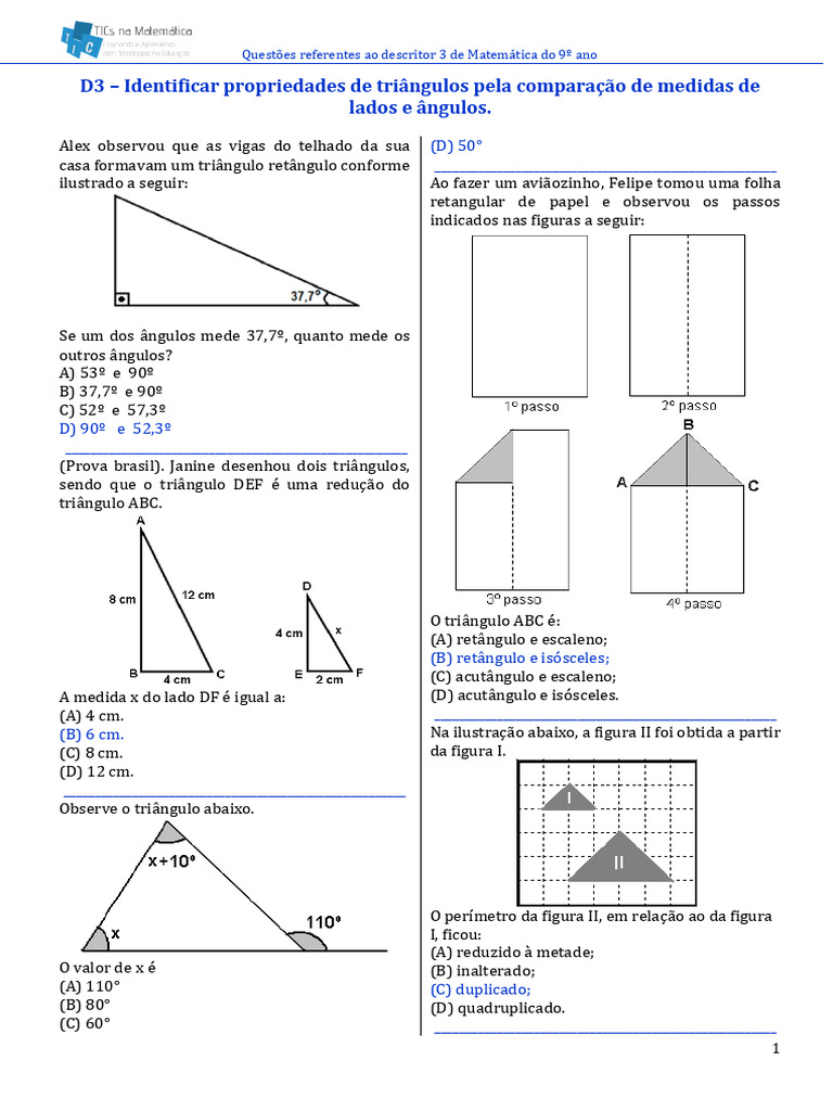 Propriedades e Classificação de Triângulos | PDF | Triângulo ...