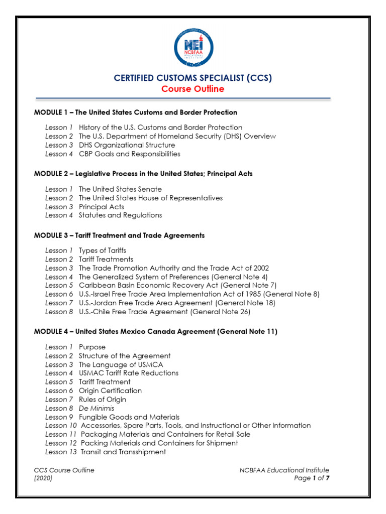 CCS Course Outline (v.2020) | PDF | Trade