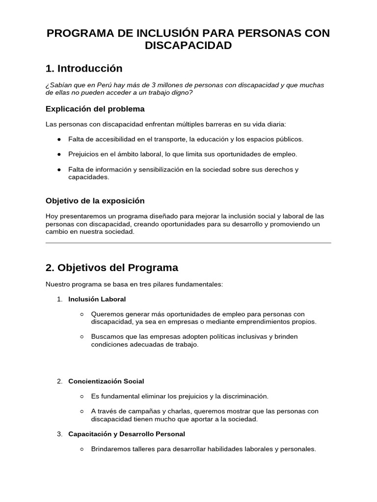 Inclusión Laboral para Personas con Discapacidad | PDF | Invalidez ...
