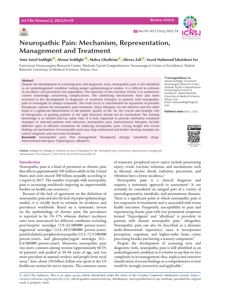 Neuropathic Pain: Mechanisms and Management | PDF | Pain | Peripheral ...