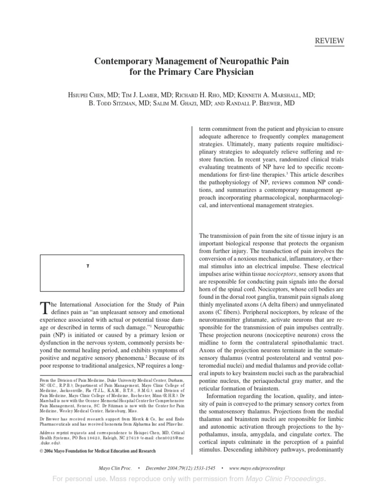 Neuropathic Pain Management Strategies | PDF | Peripheral Neuropathy | Pain