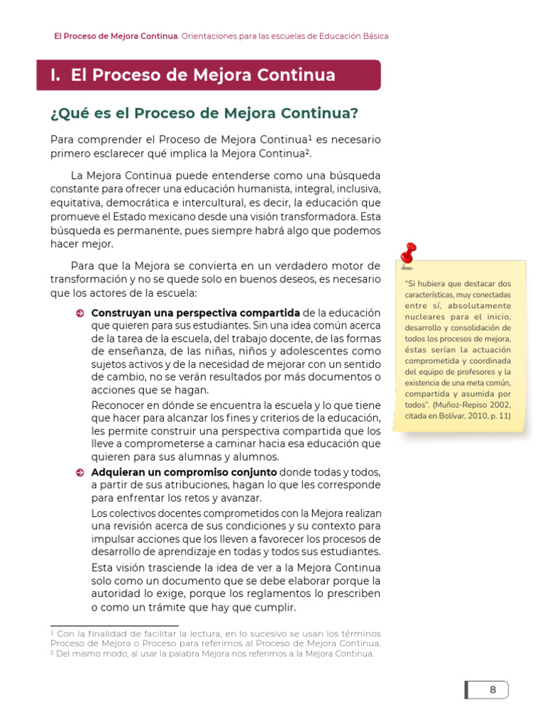 Proceso de Mejora Continua en Educación | PDF | Escuelas | Educación ...
