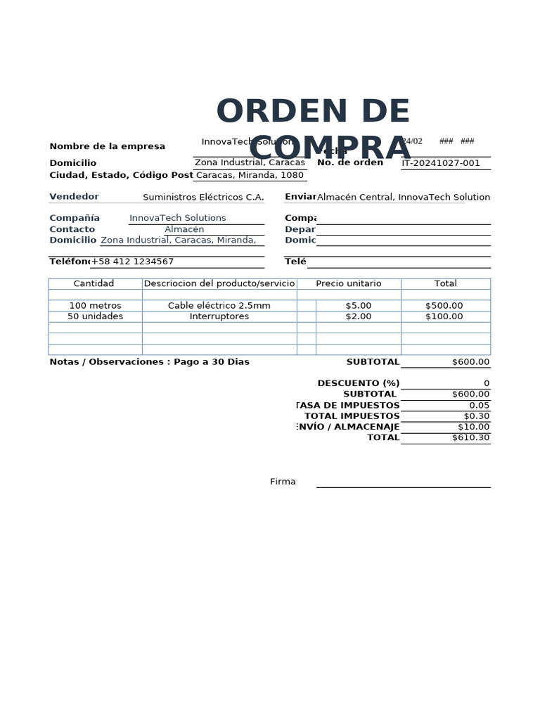 Orden de Compra | PDF