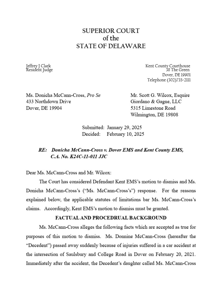 Letter Opinion k24c-11-011 JJC | PDF | Statute Of Limitations | Defamation