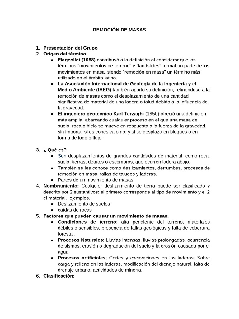 Ejemplos de Remoción en Masa | PDF | Riesgo | Erosión