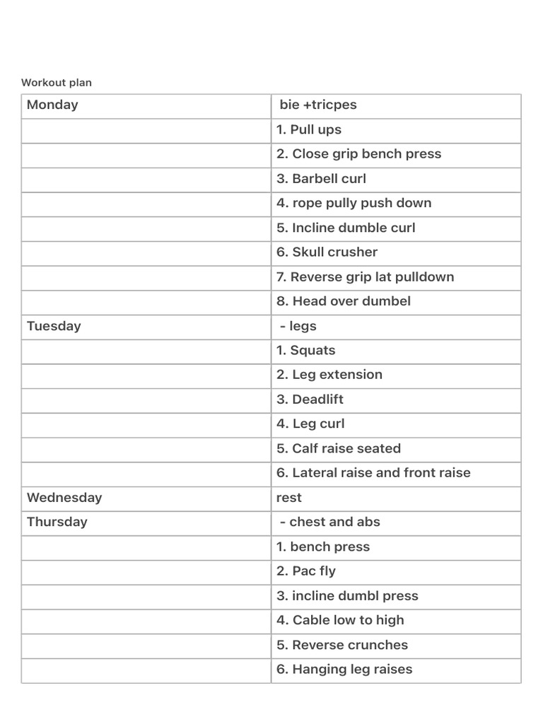 Workout Plan | PDF