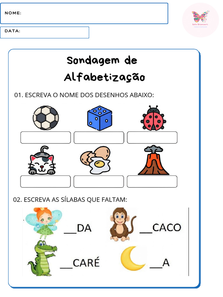 Atividades de Sondagem de Alfabetização | PDF
