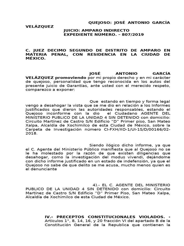 Amparo Indirecto de José Antonio García | PDF | Justicia | Crimen y ...