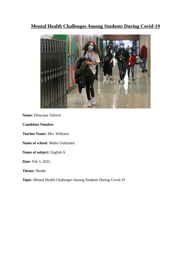 Mental Health Struggles in Students During COVID | PDF | Mental Health ...