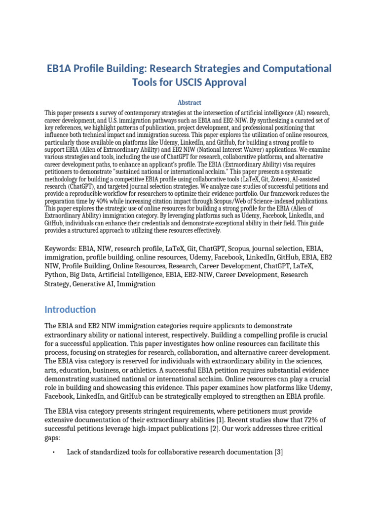 EB1A Profile Building Strategies Guide | PDF | Artificial Intelligence ...