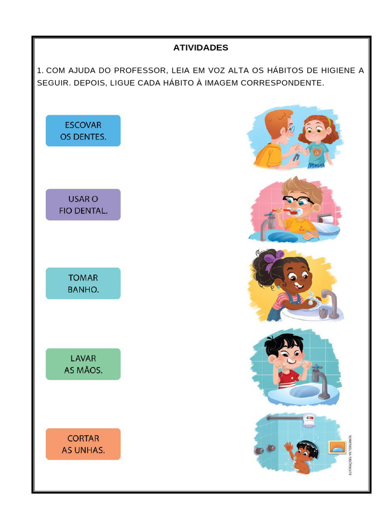 Atividades de Higiene e Saúde 1º Ano | PDF