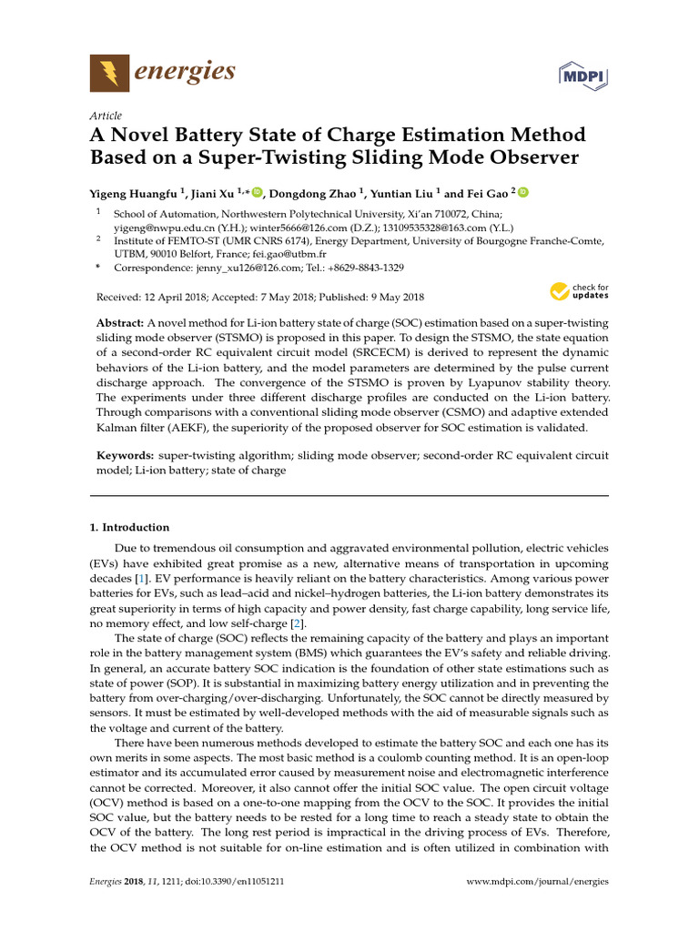 A Novel Battery State of Charge Estimation Method Based On A Super ...