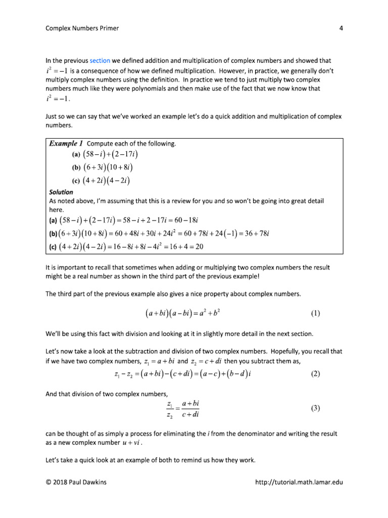 Complex Numbers Arithmetic Next 4 | PDF