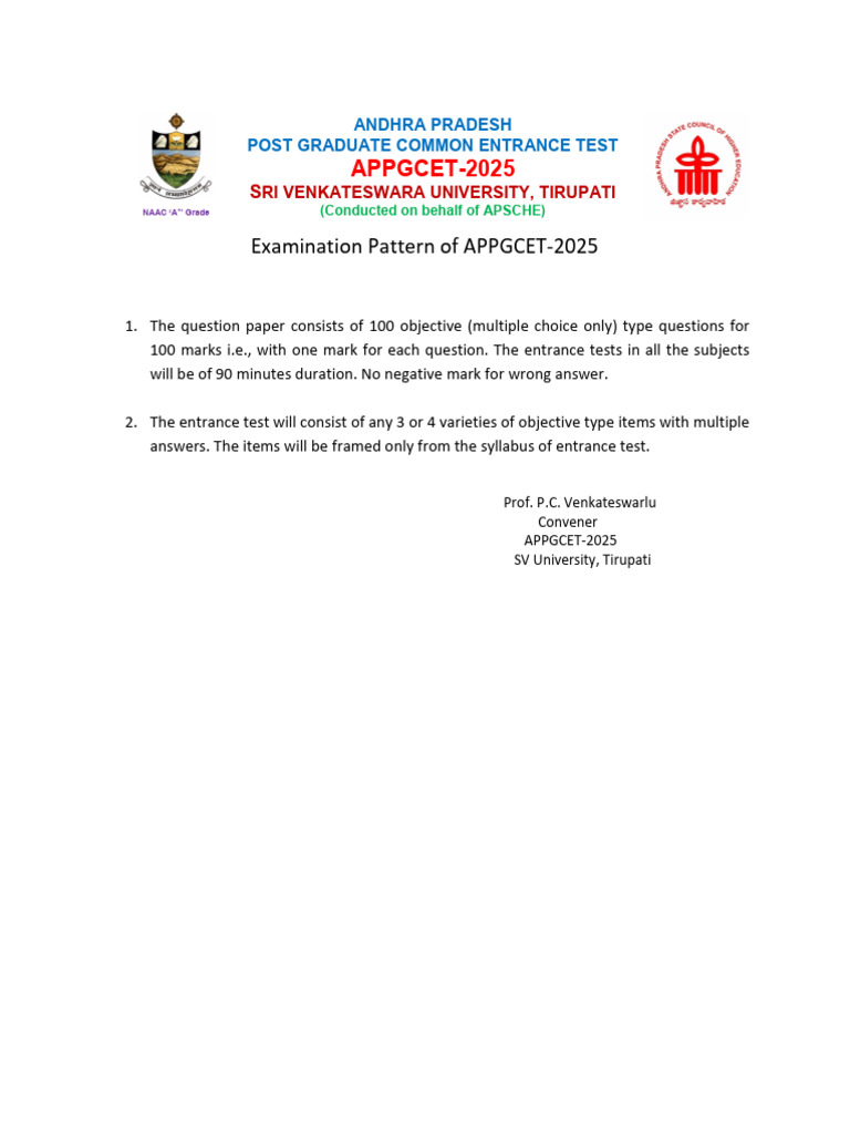 APPGCET-2025 Exam Pattern Overview | PDF