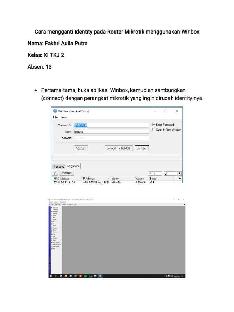 Mengganti Identity Router Mikrotik | PDF