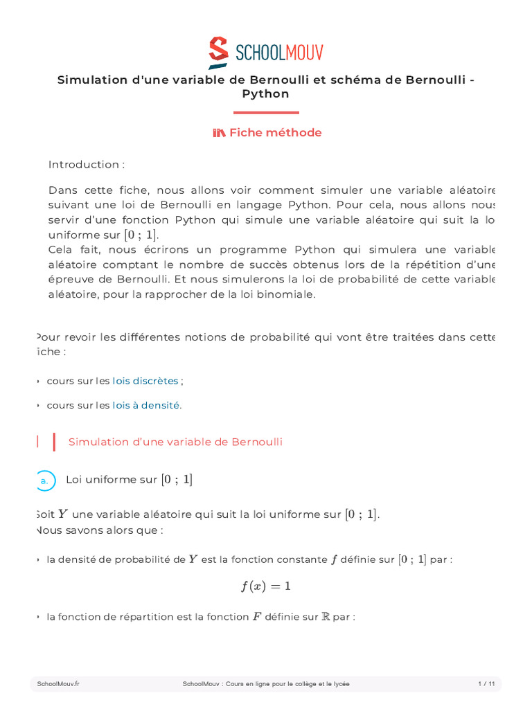 Simulation de Bernoulli en Python | PDF | Loi de probabilité | Mesure ...
