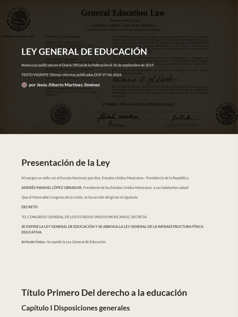 Ley General de Educación en México 2024 | PDF | México | Sustentabilidad