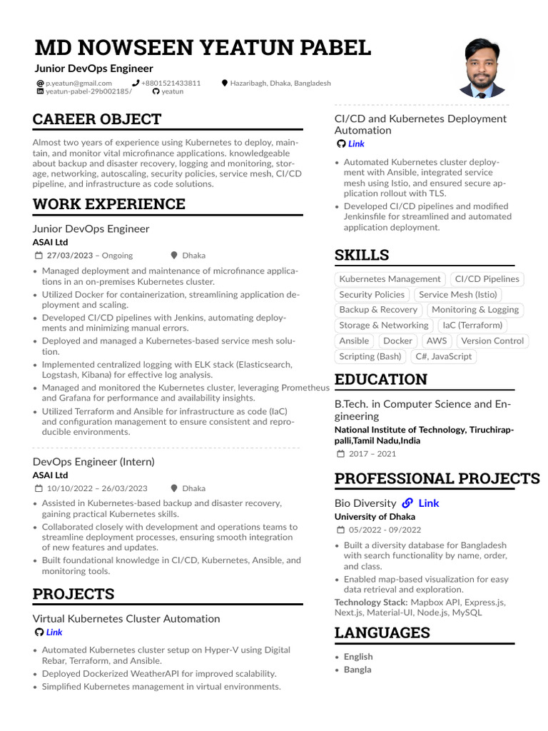 Junior DevOps Engineer Resume | PDF | Computer Cluster | Information ...