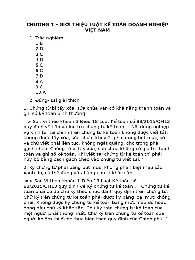 CHƯƠNG 1 Luật KT và HTCM KT | PDF
