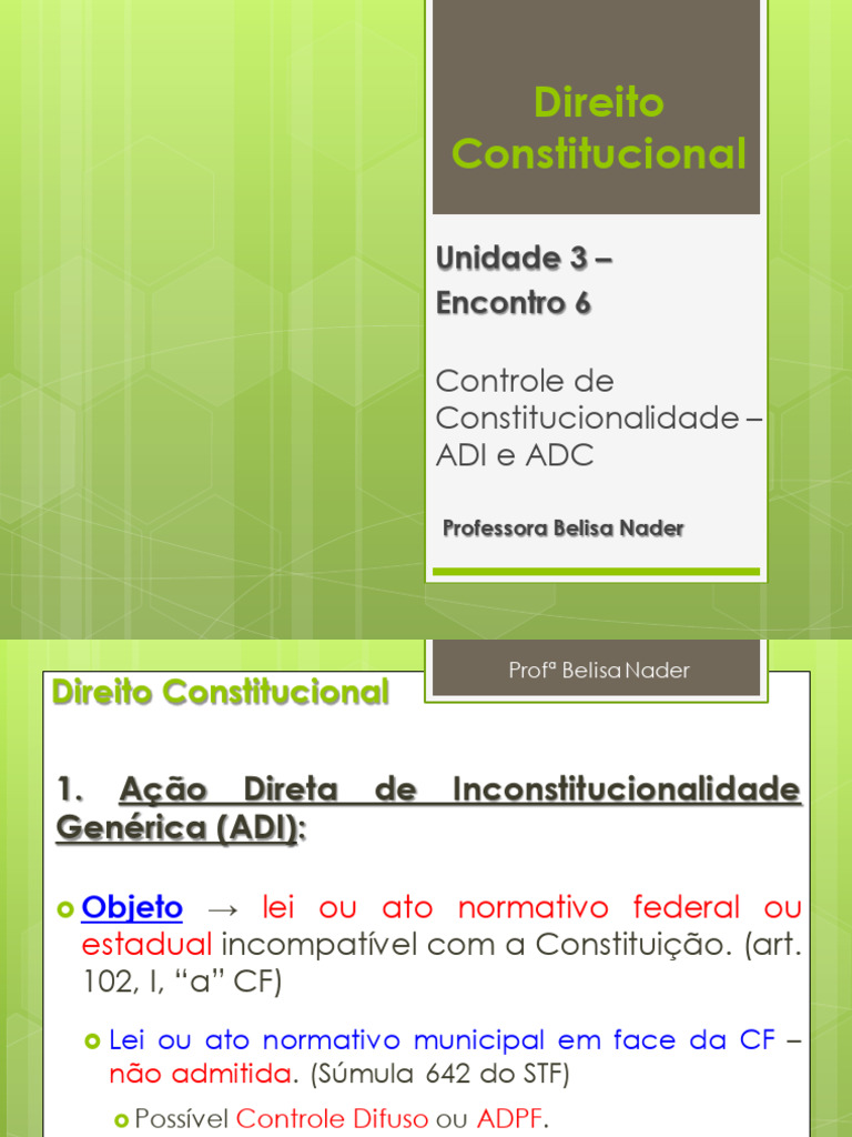 Controle de Constitucionalidade: ADI e ADC | PDF | Constituição ...