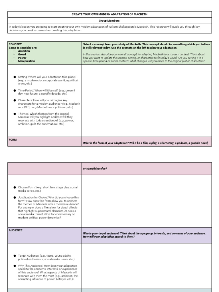 Create Your Own Modern Adaptation of Macbeth | PDF | Macbeth | Social Media
