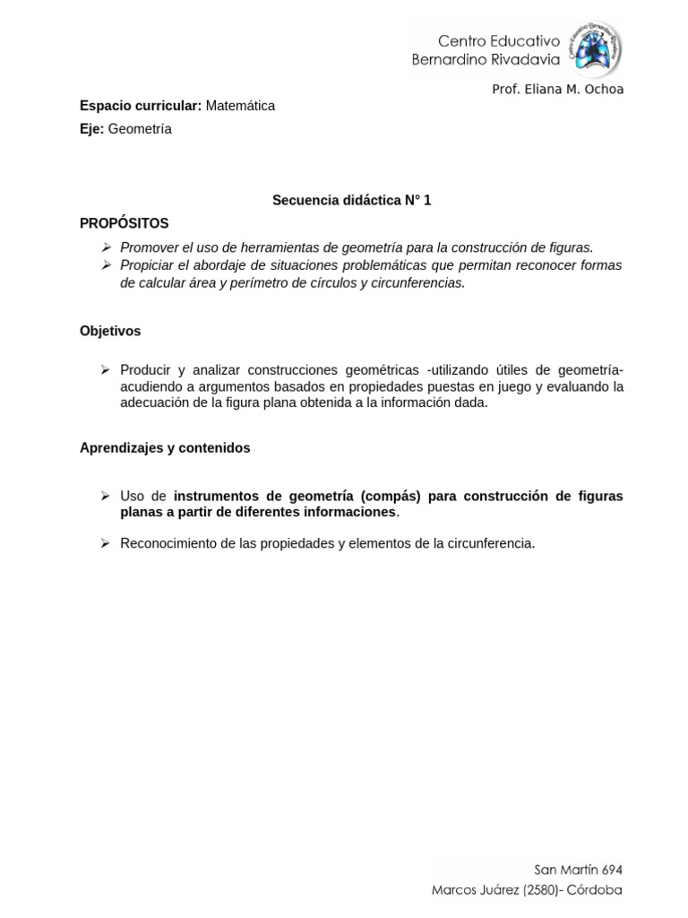 Secuencia Didáctica Geometría 1 Sc | PDF | Geometría | Curva