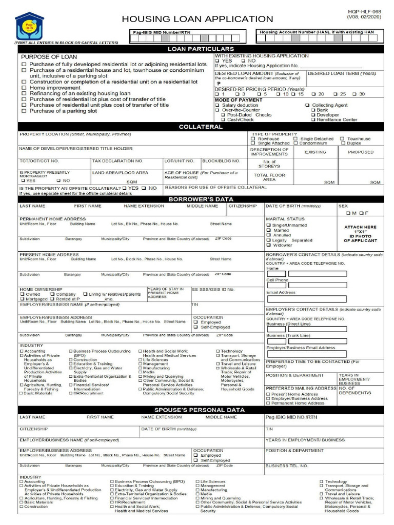 Housing Loan Application Form | PDF | Loans