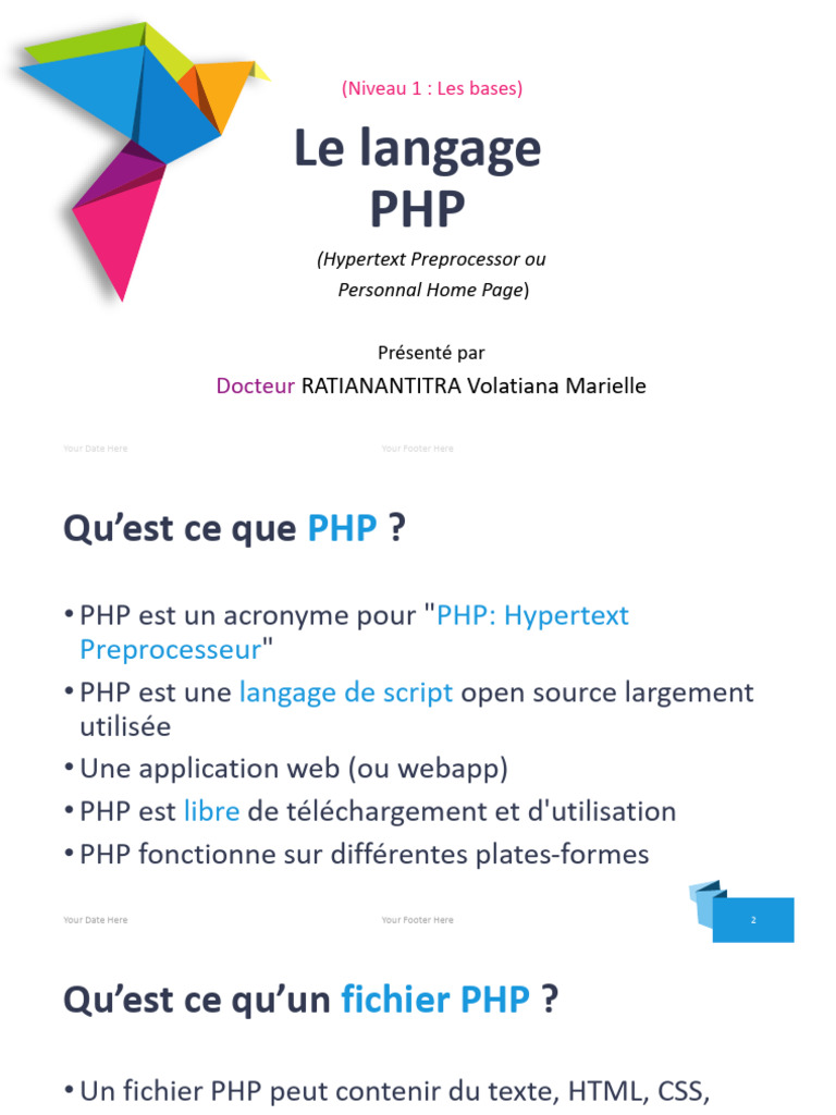 Introduction au langage PHP et ses fonctionnalités | PDF | PHP ...