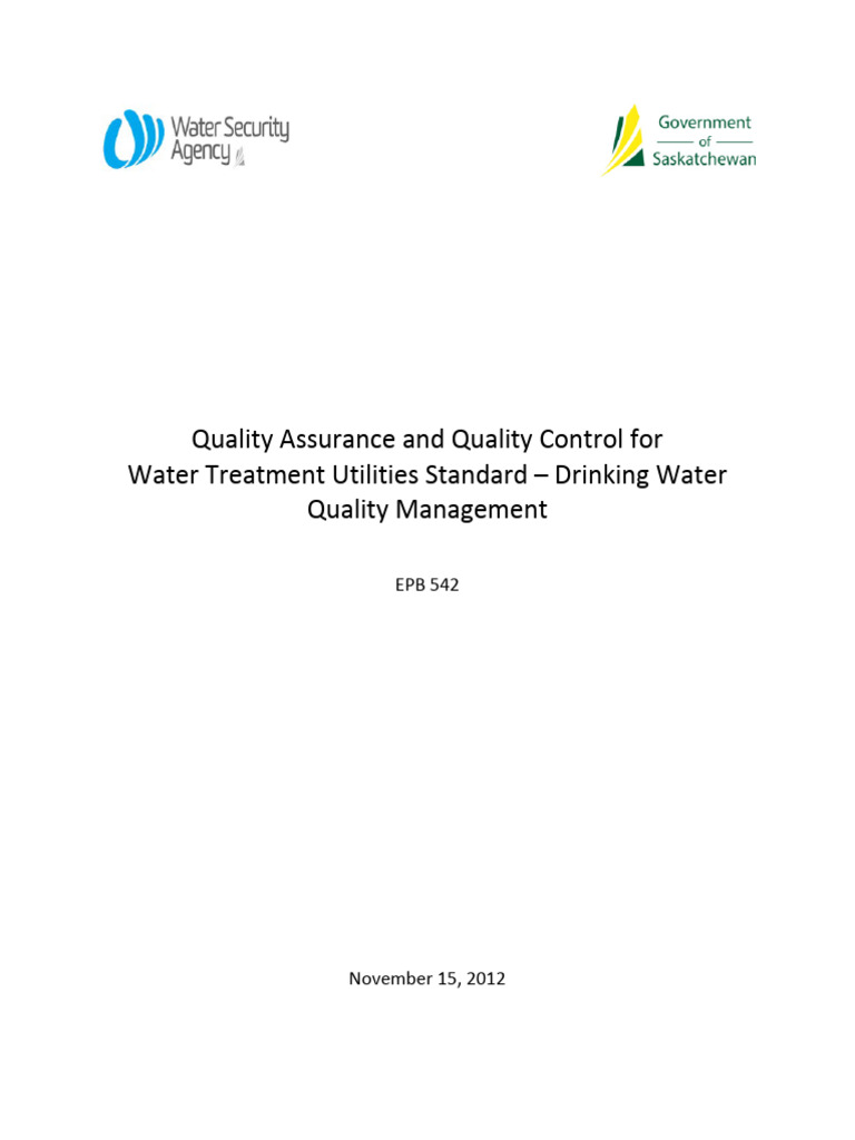 QA/QC Standards for Drinking Water Utilities | PDF | Drinking Water ...