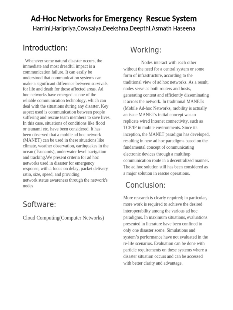 Ad-Hoc Networks for Emergency Rescue | PDF | Wireless Ad Hoc Network ...