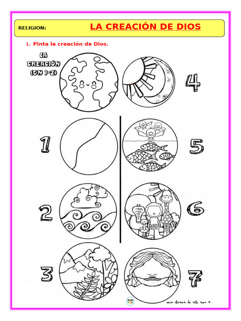 Actividades sobre la Creación de Dios | PDF | Narrativa de la creación ...