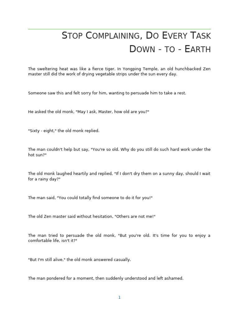 Stop Complaining, Do Every Task | PDF