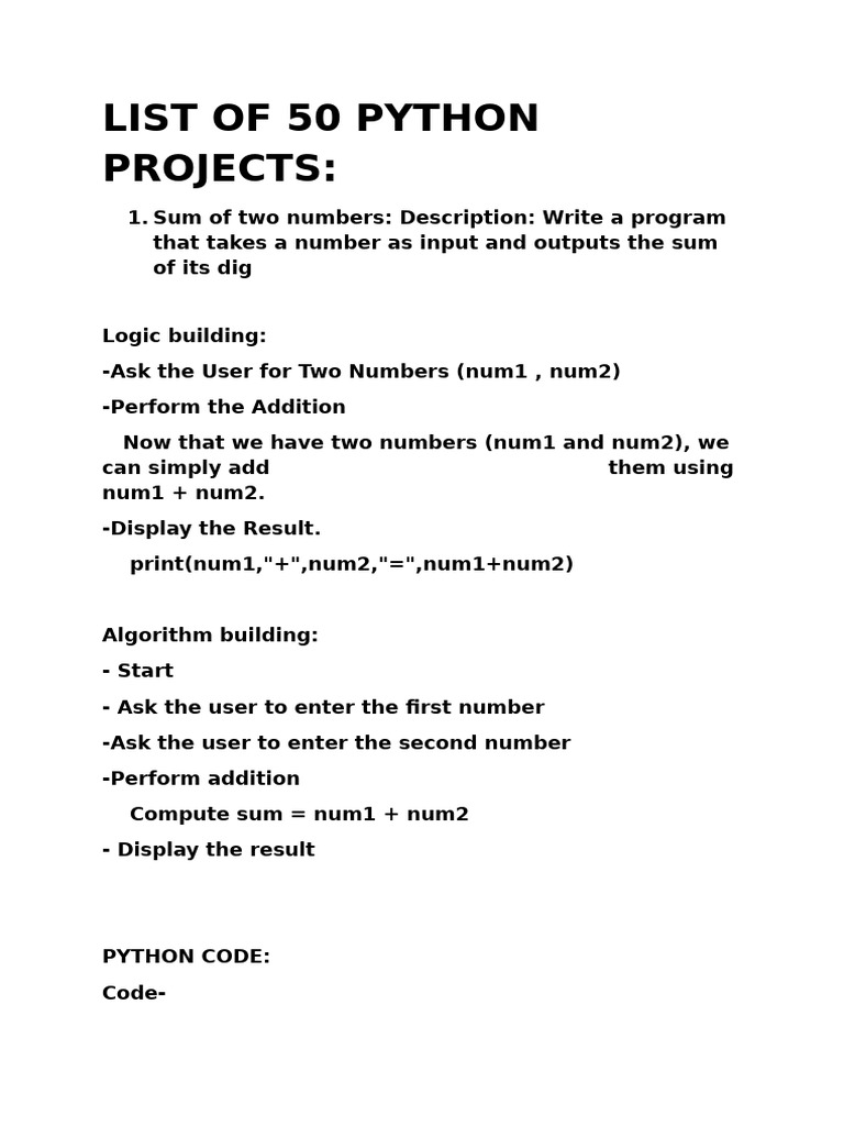 Shreya Gaur Python 50 Projects | PDF | Control Flow | Numbers