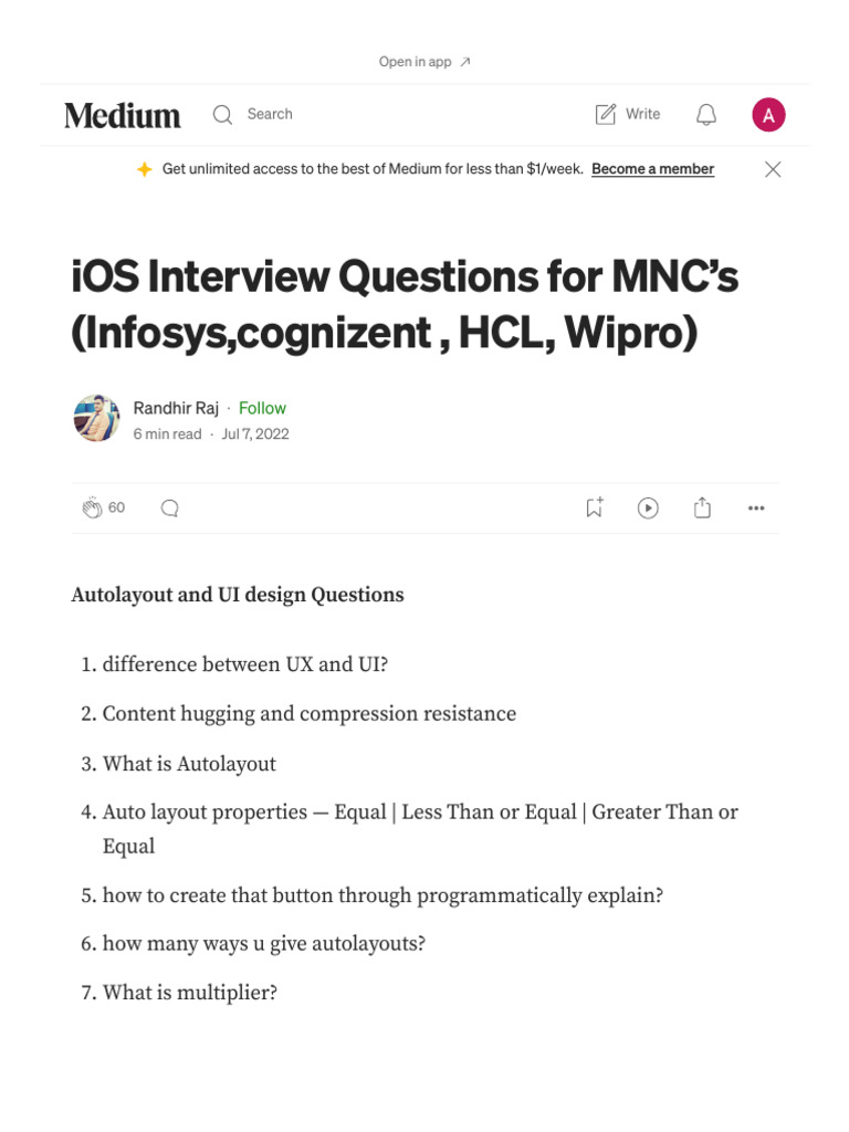 iOS Developer Interview Questions Guide | PDF | Swift (Programming ...