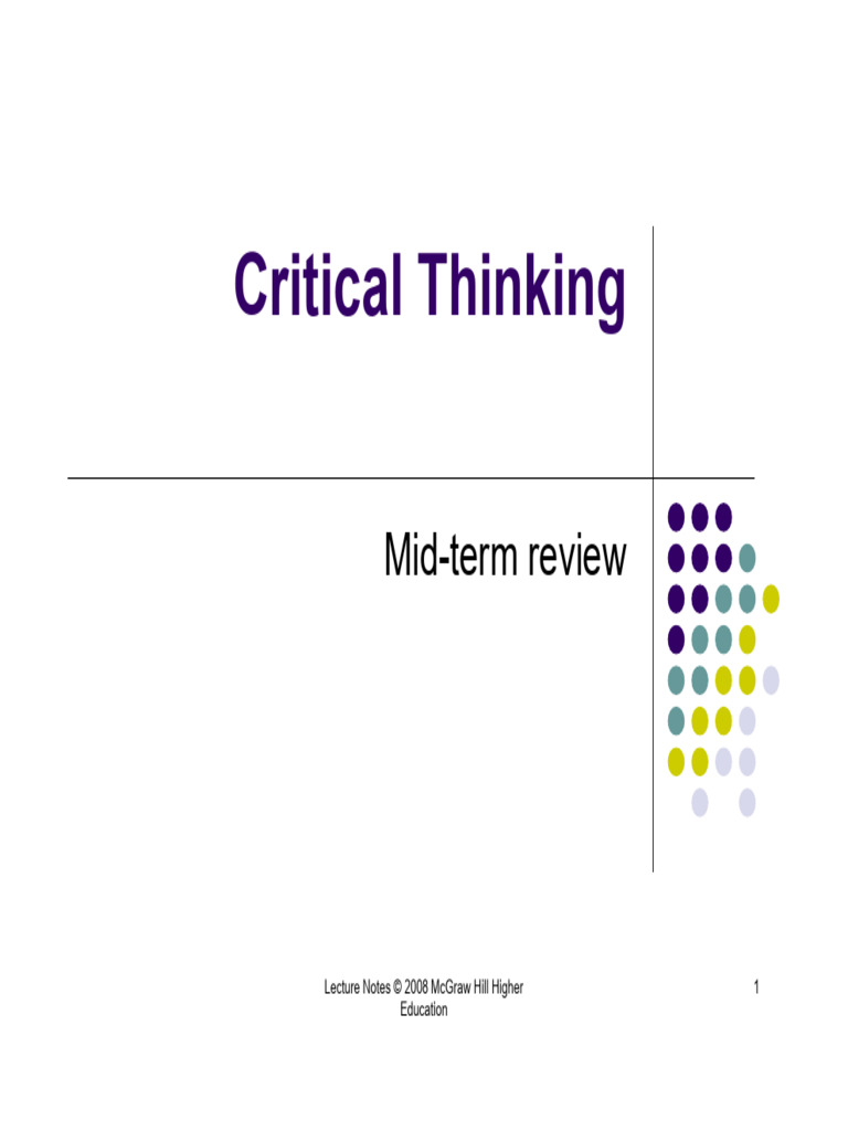 Critical Thinking Mid-Term Exam Review | PDF | Argument | Logic
