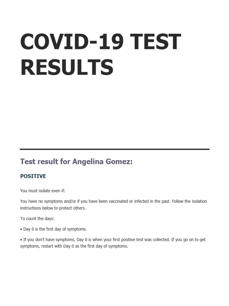 Covid Results Urgent Care | PDF