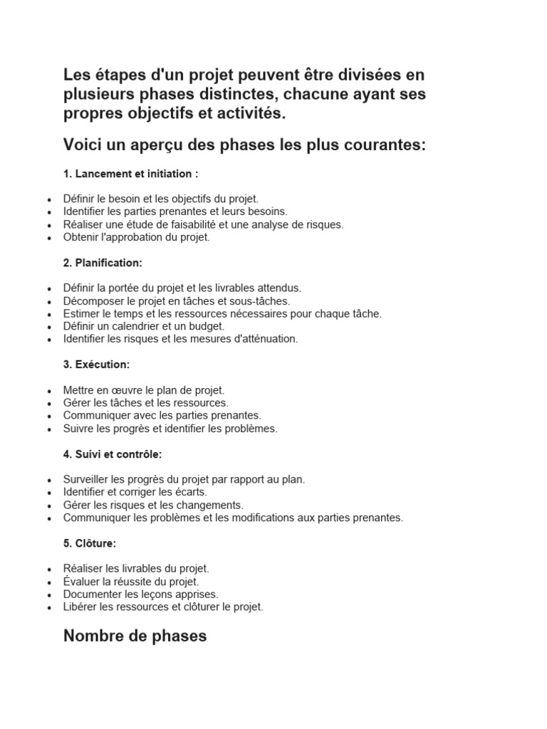 Phases clés de gestion de projet | PDF | Gestion de projet | Planification