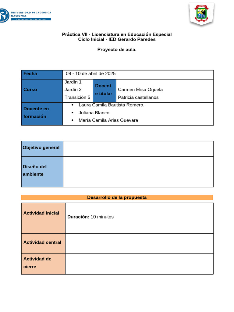 Proyecto Aula Educación Especial 2025 | PDF | Aprendizaje | Enseñando