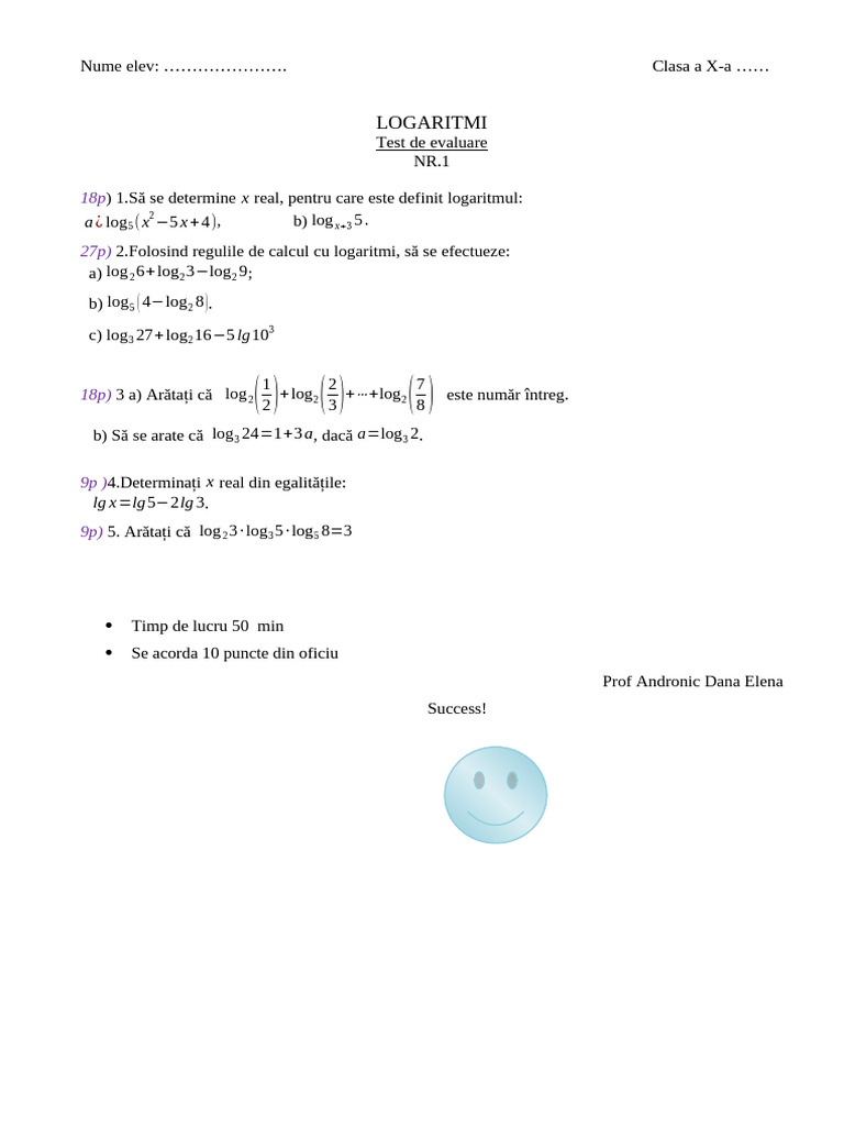 Logaritmi Test | PDF